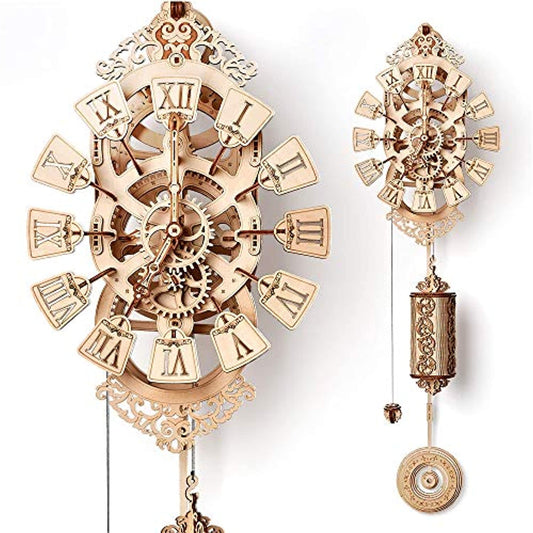Pendulum Wall Clock Kit to Build, Wooden DIY 3D Wooden Puzzle