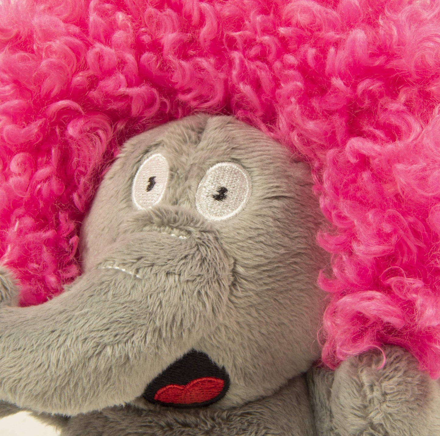 goDog Silent Squeak Crazy Hairs Elephant with Chew Guard Technology Durable Plush Dog Toy