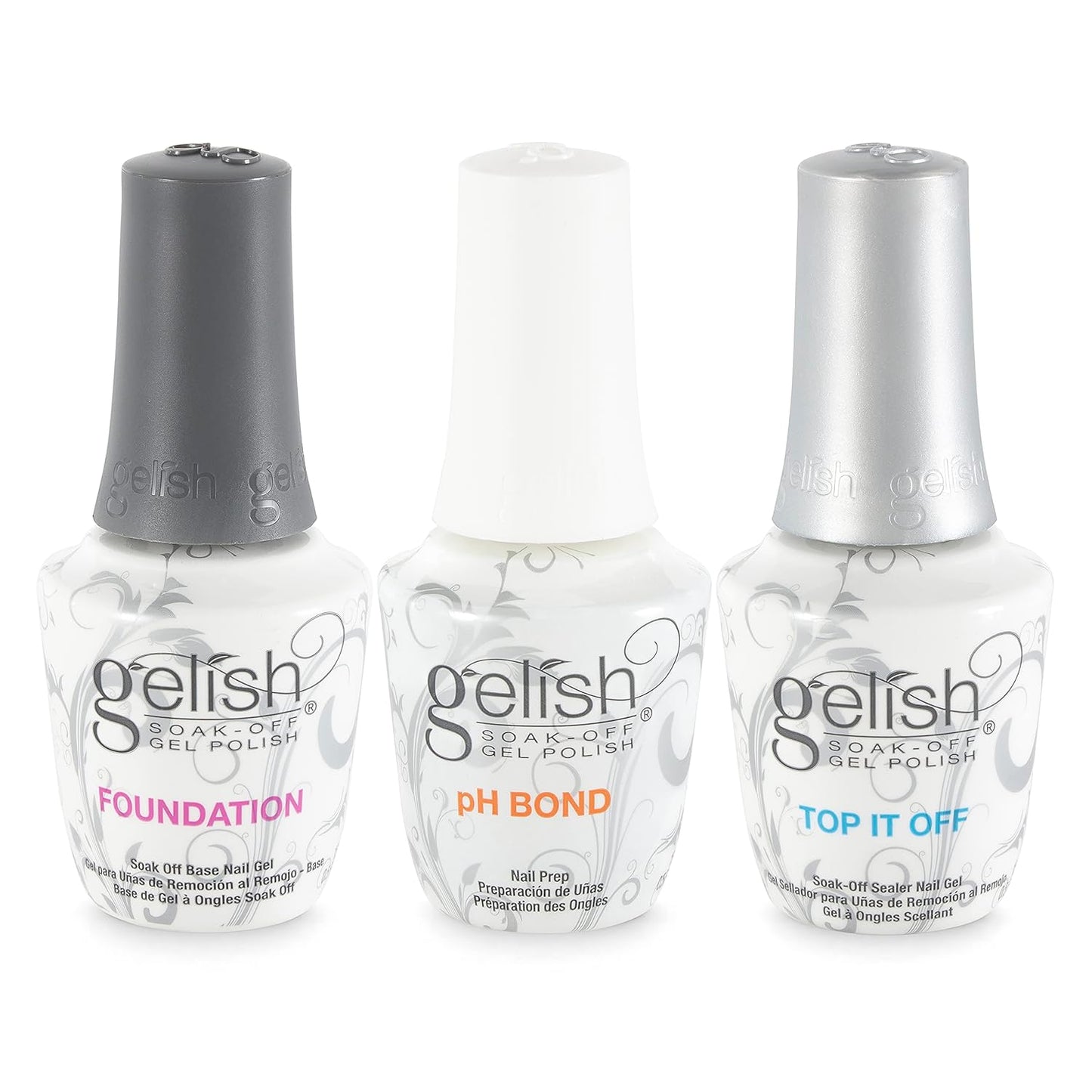 Gelish Terrific Trio Essentials 15 Milliliter Basic Care Soak Off Manicure Gel Nail Polish Kit with Foundation, pH Bond and Top It Off Gel