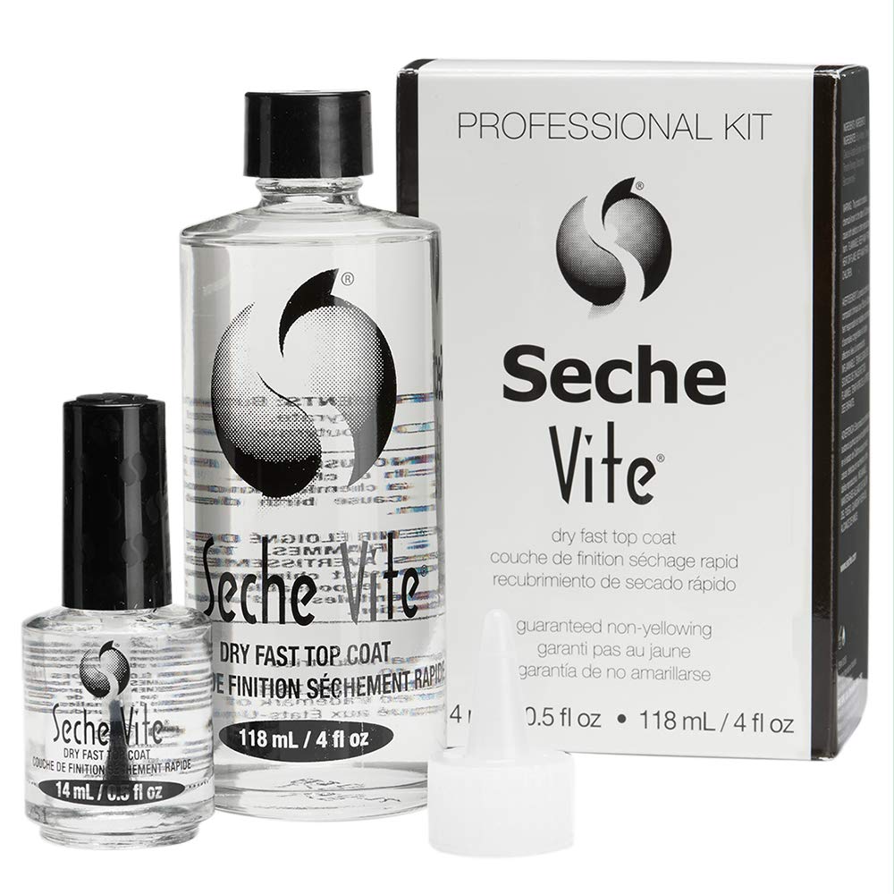 Seche Vite Dry Fast Top Coat Professional Kit, 4 oz Refill & 0.50 oz