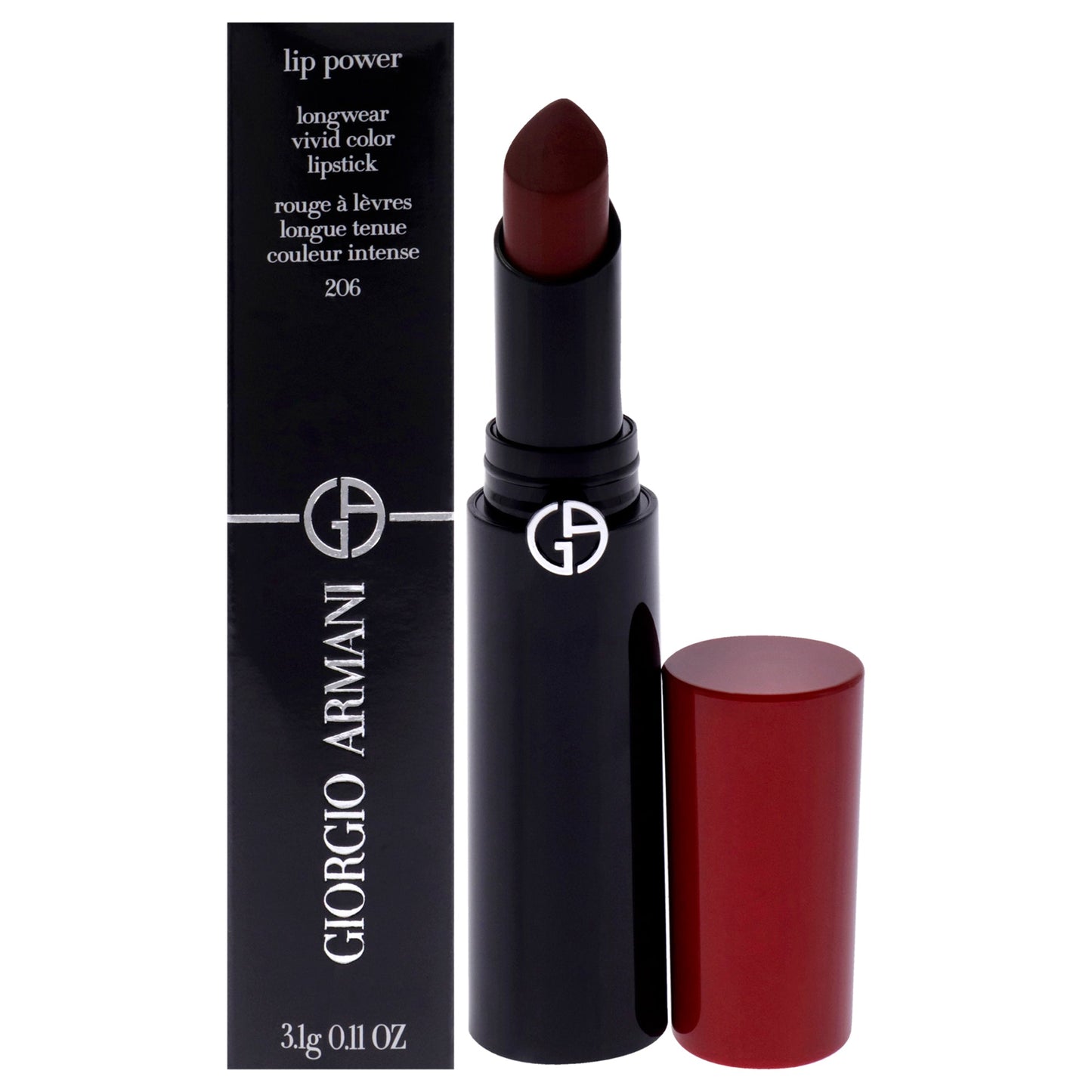 Lip Power Longwear Vivid Color Lipstick - 206 Cedar by Giorgio Armani for Women - 0.11 oz Lipstick