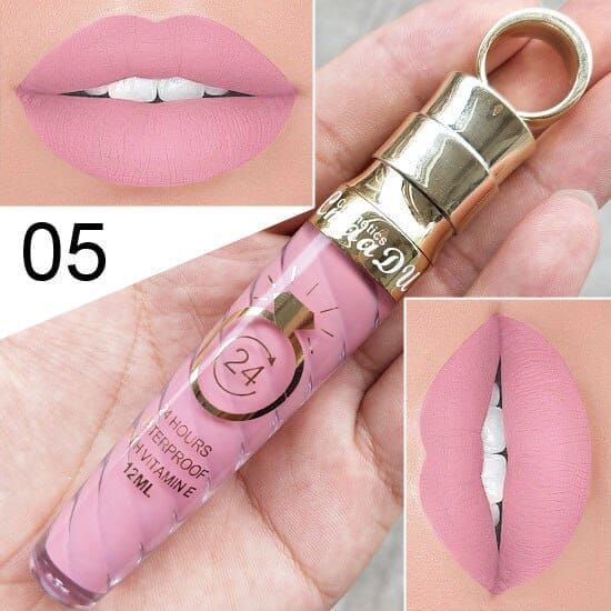 Waterproof Long Lasting Matte+Shimmer Nude Glitter Lip Gloss BENNYS