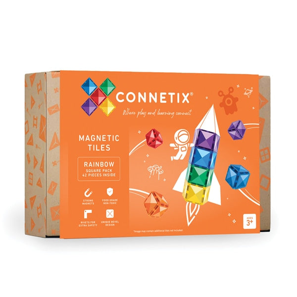 Connetix Tiles - 42 Piece Rainbow Square Pack