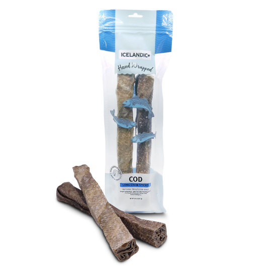 Icelandic Hand Wrapped Cod Skins Chew 10” 2pk