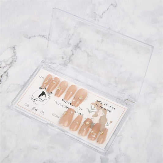 GETBAYRIN Artificial Nails, Finished Nail Stickers,Pressed Nails are Handmade Luxurious Reusable Nail Protection Each Set of 10PCS Starlight Elf