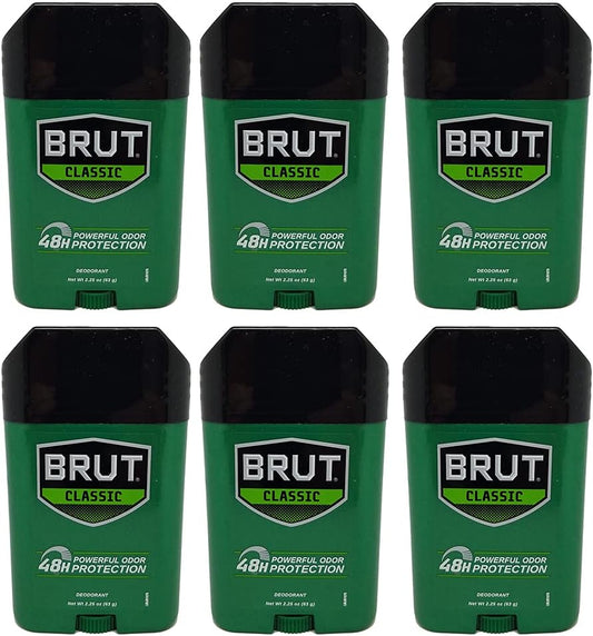 Brut Deodorant Original Fragrance 2.25 Oz /63 G (Pack of 6)