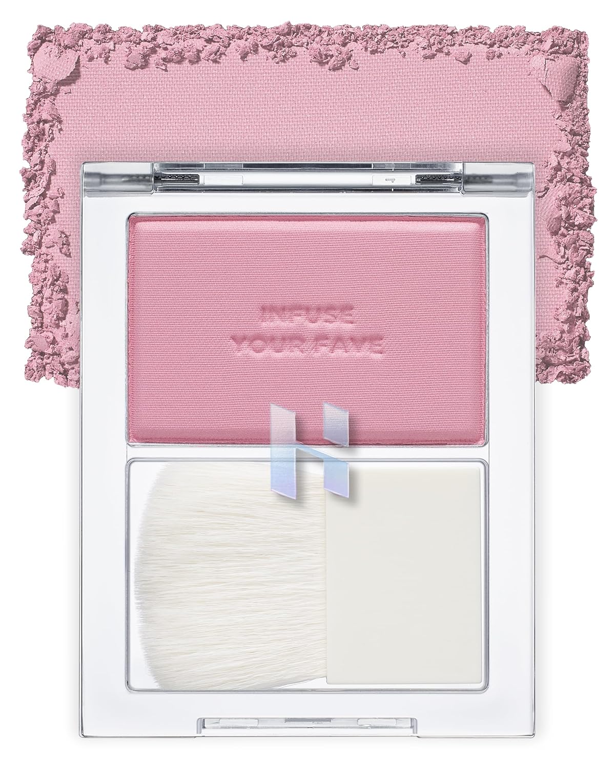 HOLIKA HOLIKA Infusing Blush with Brush - Lightweight, Smooth, Blendable Cheek Blusher, Sebum-Control, Natural Pore Coverage, Built-In Brush, Long-Lasting Pigment for Romantic Mood (02 ROSERA)