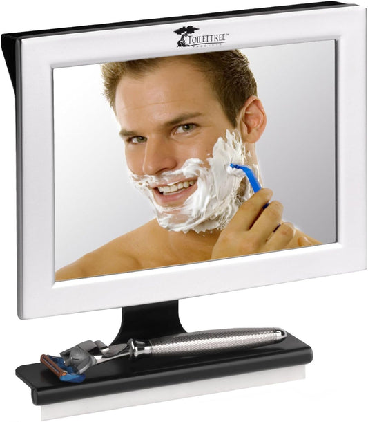 ToiletTree Products Fogless Shower Mirror with Squeegee - Anti-Fog Mirror - Adjustable Shaving Mirror with a Squeegee - Rust-Proof, Impact-Resistance Bathroom Shower Mirror