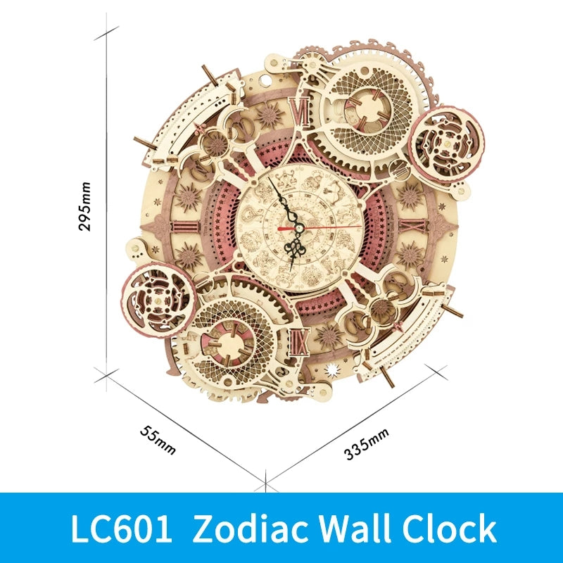 Robotime ROKR Zodiac Wall Clock 3D Wooden Puzzle Model Assembly Toys Gifts