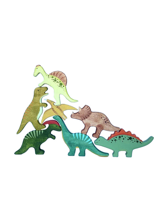 Heirloom Wooden Dinosaur Figures Set