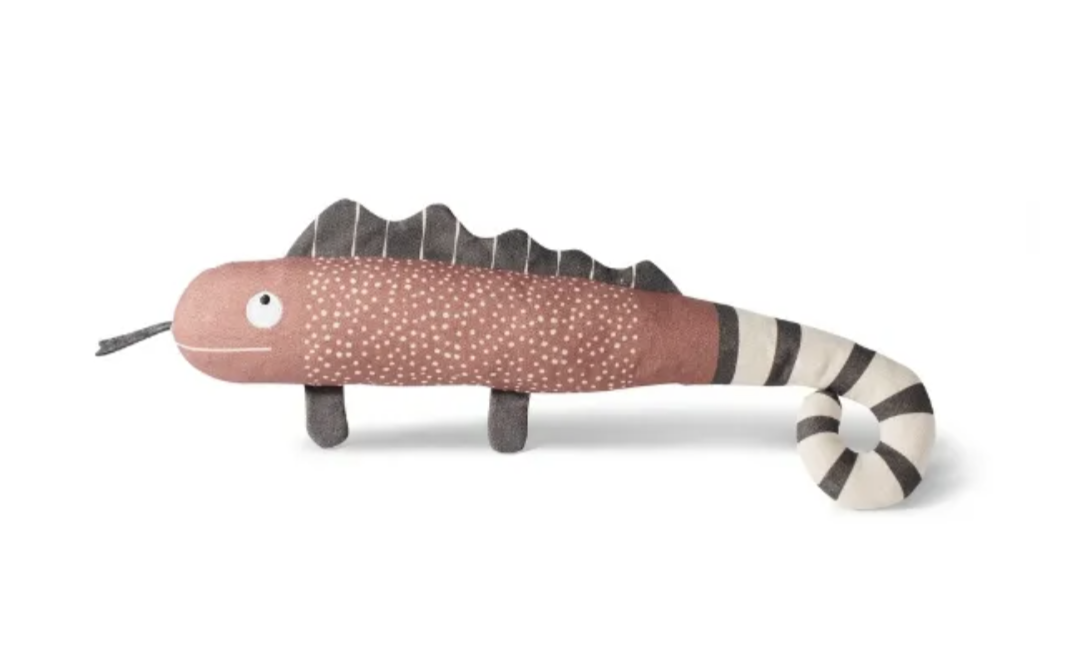 One in a chameleon canvas dog toy