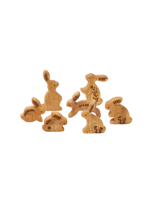 Heirloom Wood Bunny Family Set