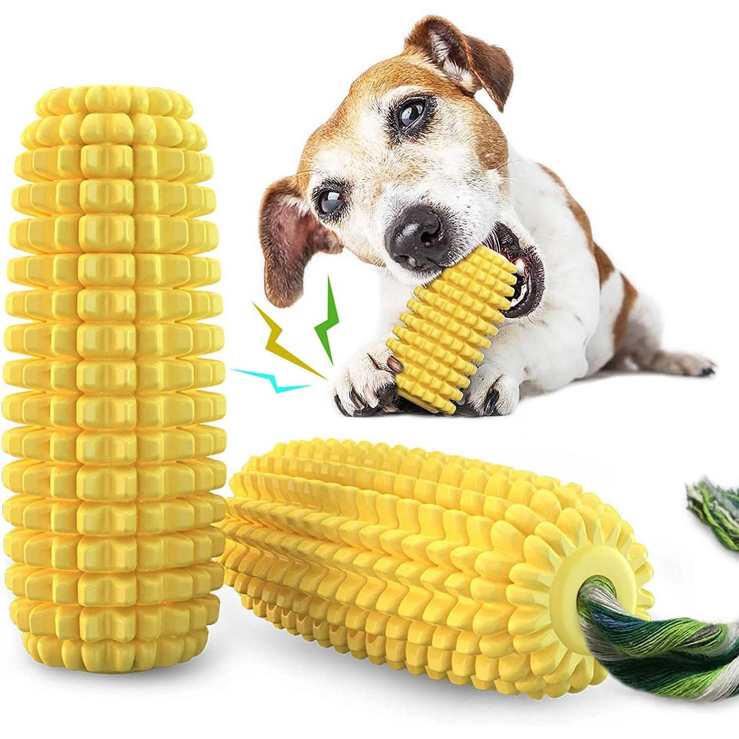 Indestructible Tough Durable Chew Corn Squeaker Interactive Dog Toys