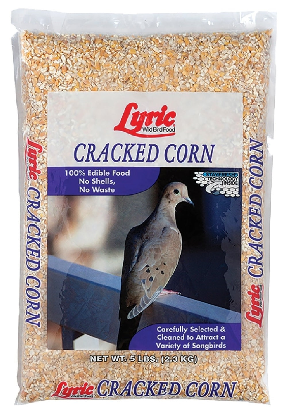 Lyric 26-47423 Cracked Corn Wild Bird Food for Ground Feeding Birds, 5 Lbs
