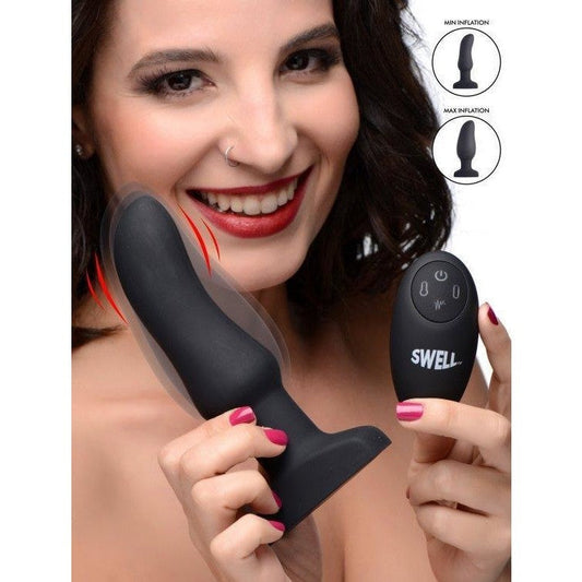 Swell 10x Silicone Inflatable & Vibrating Curved Anal Plug